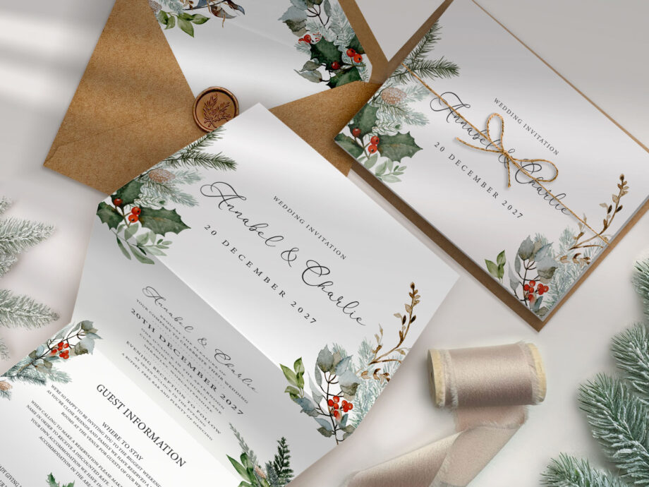 Winter Concertina Wedding Invitation