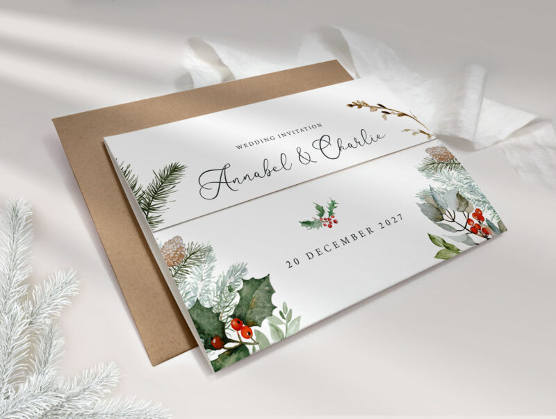 Winter Tri-Fold Wedding Invitation