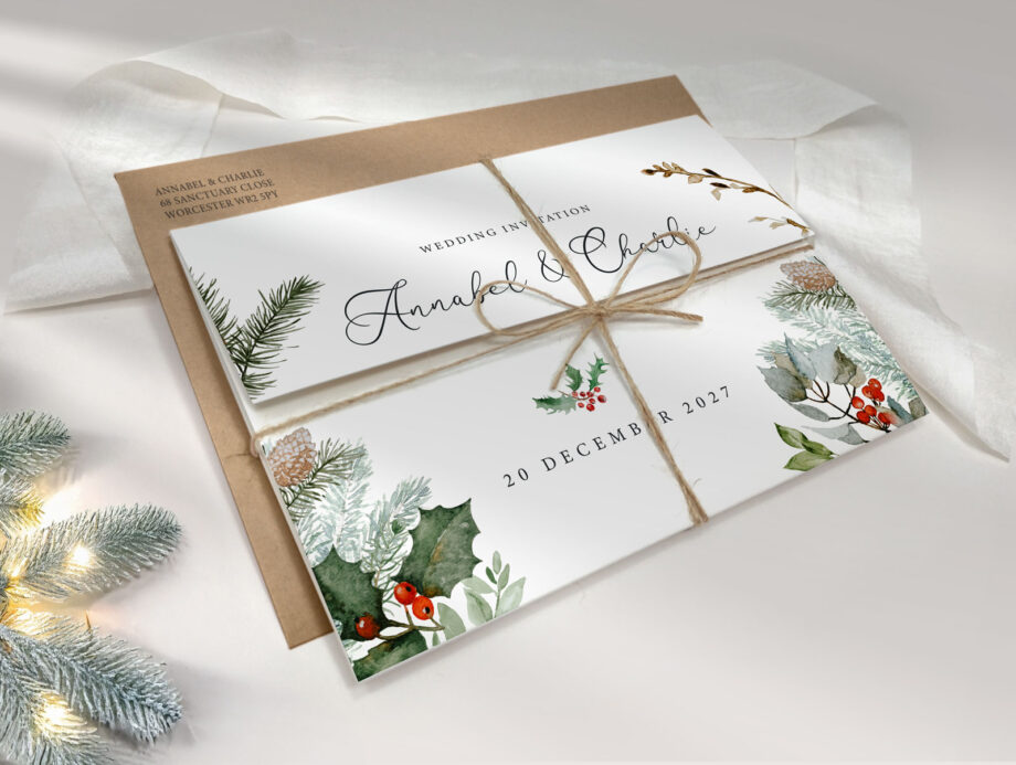 Winter Tri-Fold Wedding Invitation