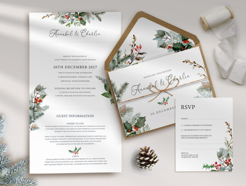 Winter Tri-Fold Wedding Invitation
