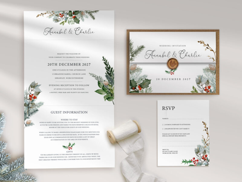 Winter Tri-Fold Wedding Invitation