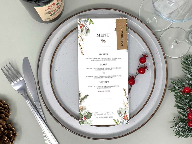 Winter Wedding Menu