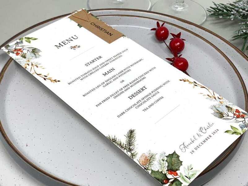 Winter Wedding Menu