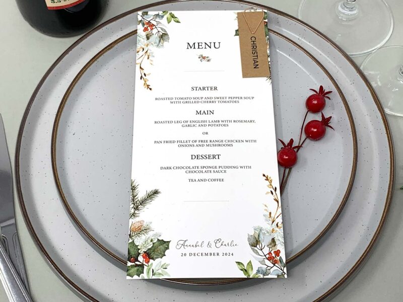 Winter Wedding Menu