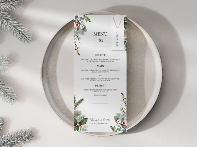 Winter Wedding Menu