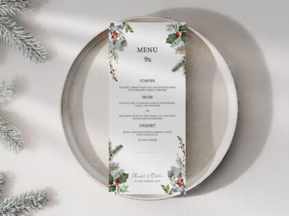Winter Wedding Menu