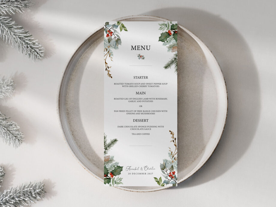 Winter Wedding Menu