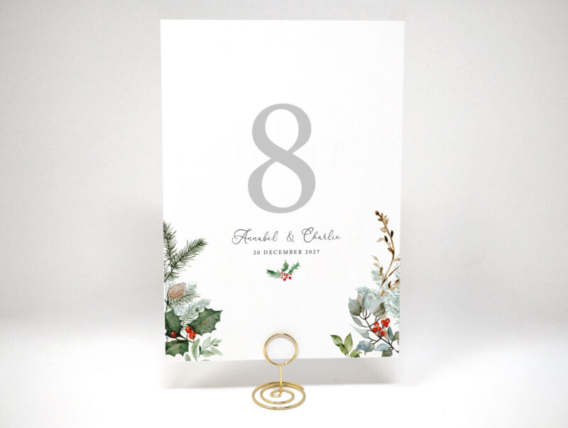 Winter Wedding Table Name