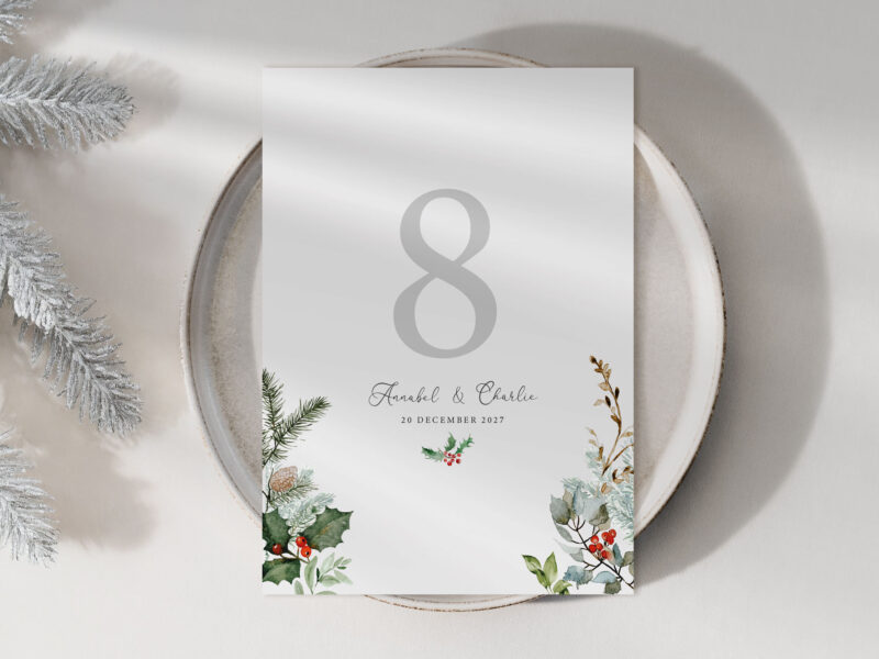 Winter Wedding Table Name