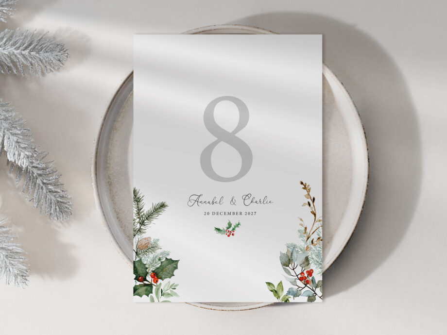Winter Wedding Table Name