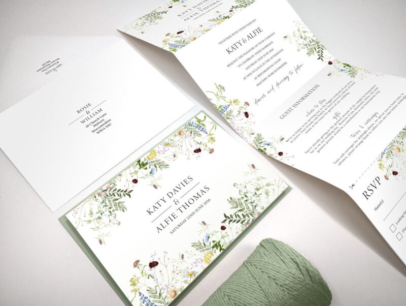 Wild Blooms Concertina Invitation