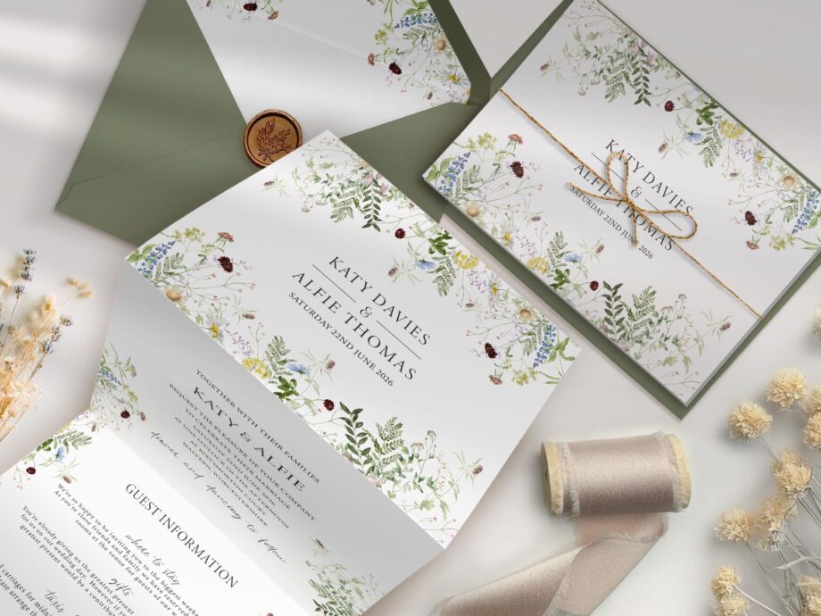 Wild Blooms Concertina Wedding Invitation