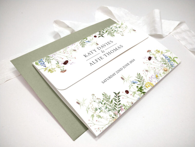 Wild Blooms Tri-Fold Wedding Invitation