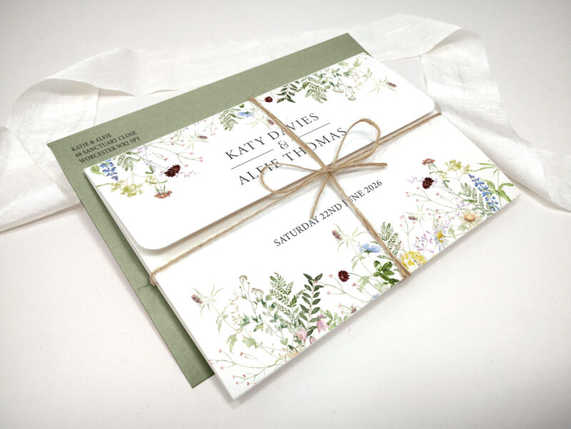 Wild Blooms Tri-Fold Wedding Invitation