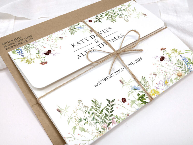 Wild Blooms Tri-Fold Wedding Invitation