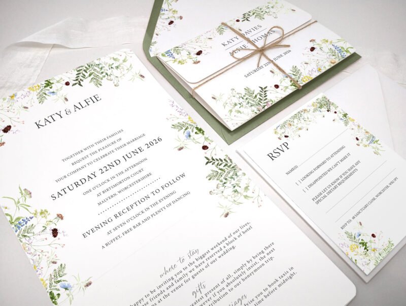 Wild Blooms Tri-Fold Wedding Invitation