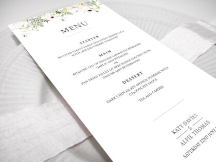 Wild Blooms Wedding Menu