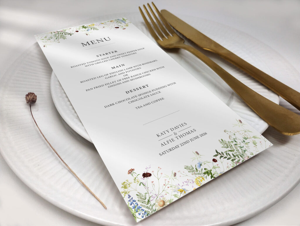 Wild Blooms Wedding Menu