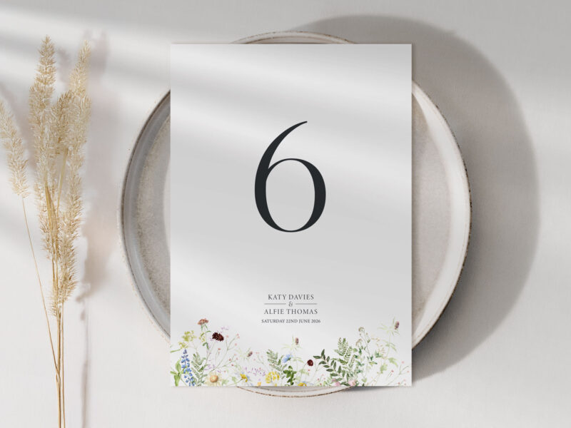 Wild Blooms Wedding Table Name