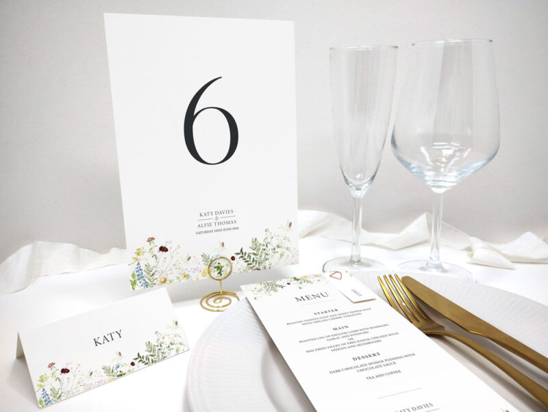 Wild Blooms Wedding Table Stationery