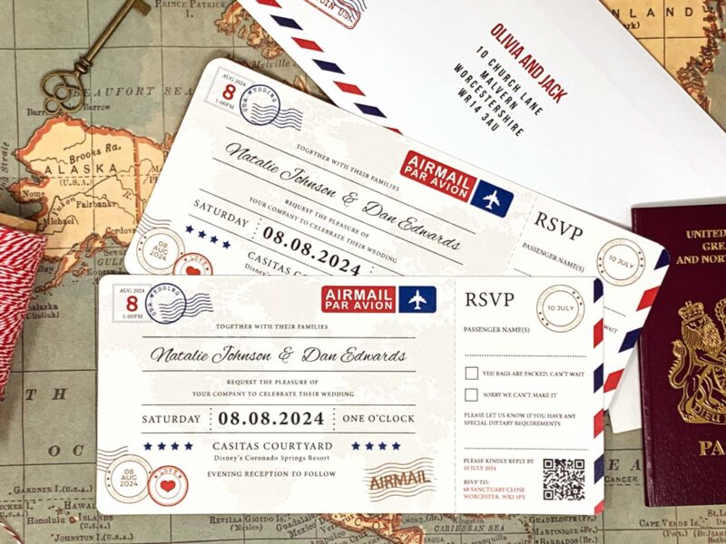 Airline Wedding Ticket Invitation