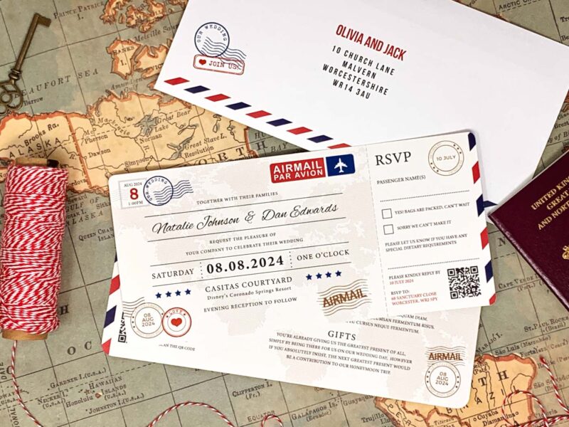 Airline Wedding Ticket Invitation