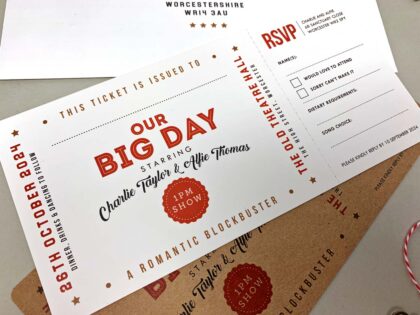 Big Screen Cinema Wedding Invitation Ticket