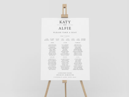 Classic Wedding Easel Seating Plan