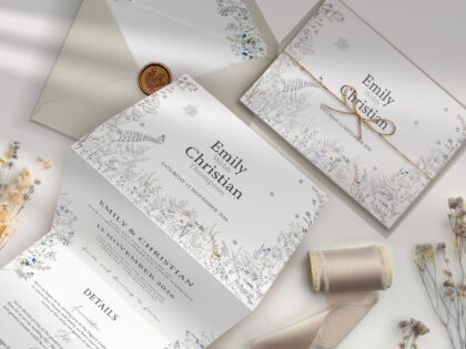 Frosted Hedgerow Concertina Wedding Invitation