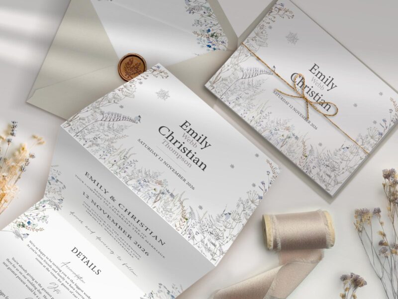 Frosted Hedgerow Concertina Wedding Invitation