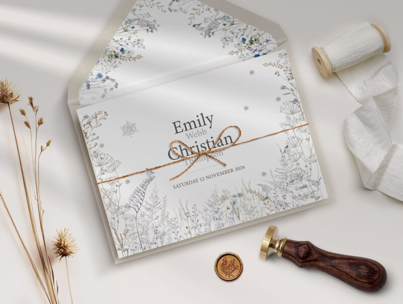 Frosted Hedgerow Concertina Wedding Invitation