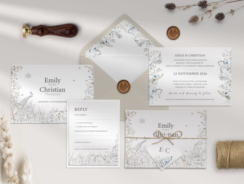 Frosted Hedgerow Wedding Invitation