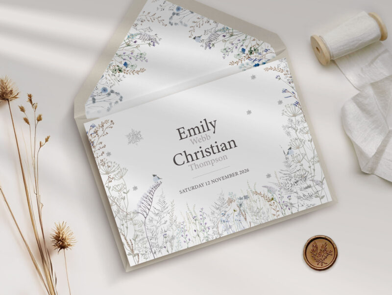 Frosted Hedgerow Wedding Invitation
