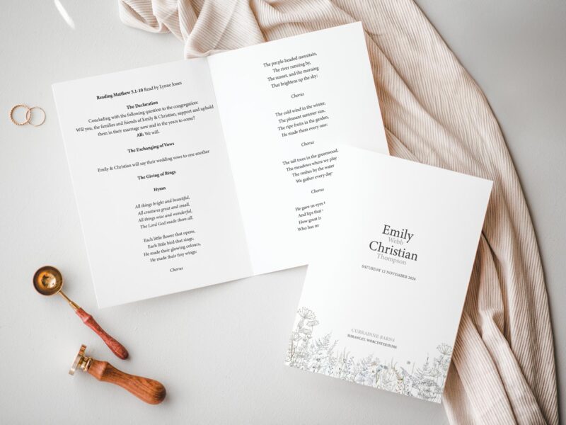 Frosted Hedgerow Wedding Order of Service