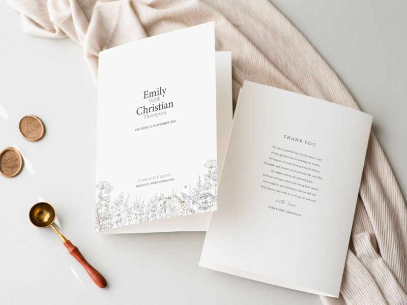 Frosted Hedgerow Wedding Order of Service