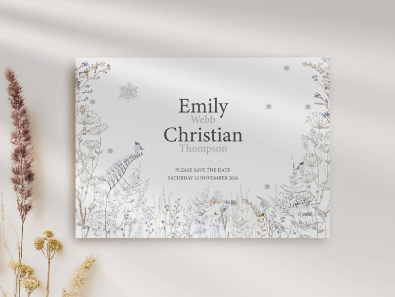 Frosted Hedgerow Wedding Save the Date