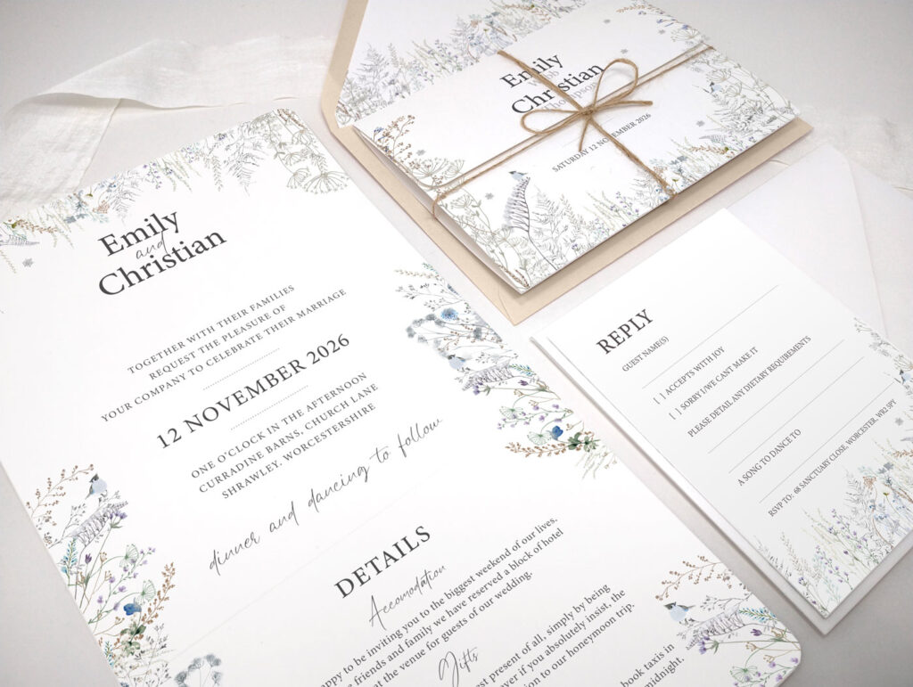 Hedgerow Tri Fold Wedding Invitation