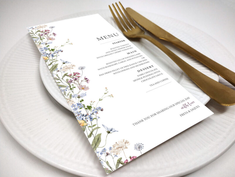 Meadow Wedding Menu