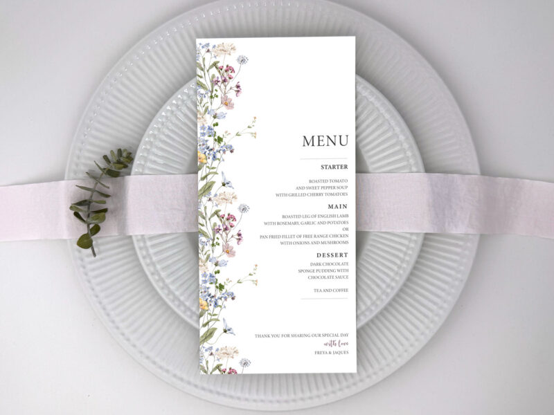 Meadow Wedding Menu