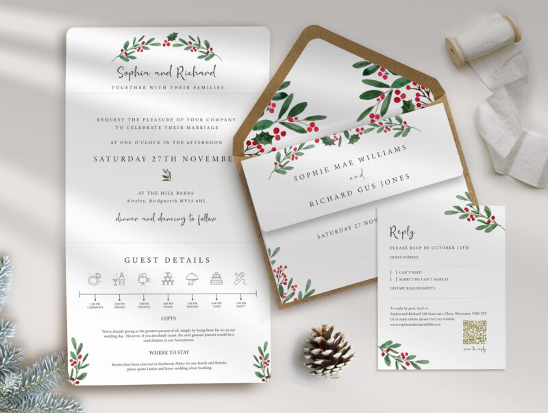 Merriest Trifold Wedding Invitation