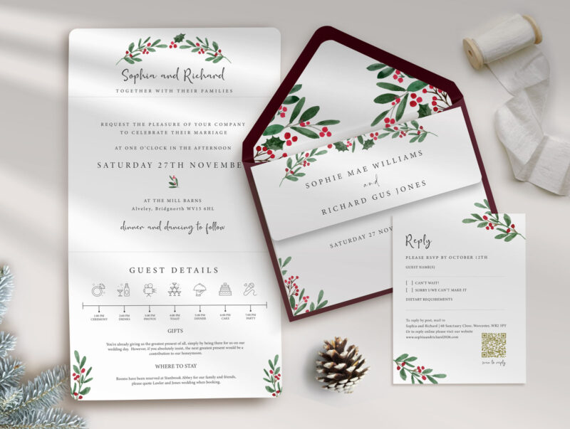 Merriest Trifold Wedding Invitation