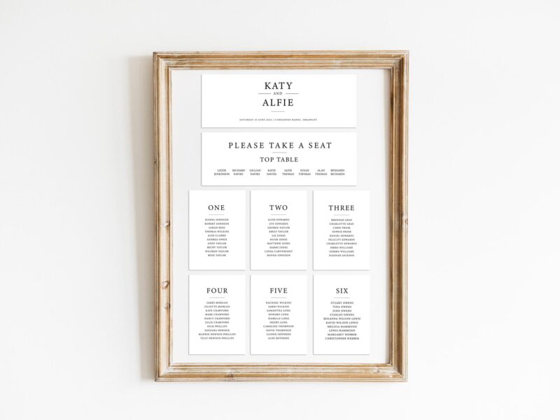 Classic Table Plan Cards