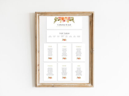 Delicate Wedding Table Plan Cards