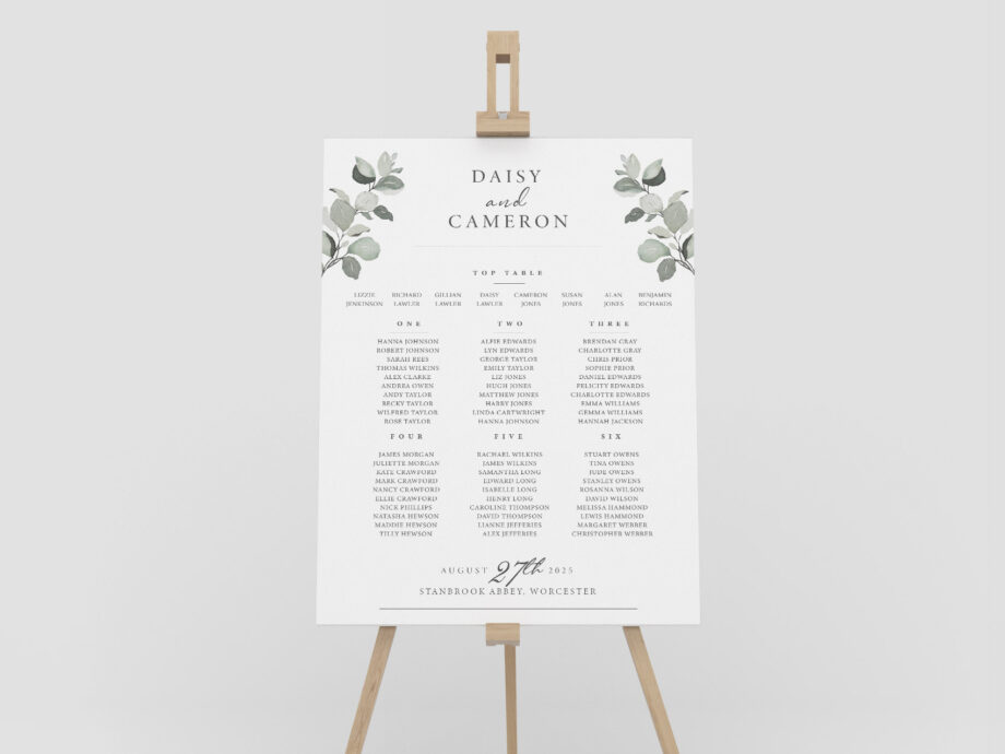 Greenery Wedding Table Plan