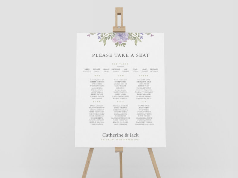 Hydrangea Wedding Table Plan