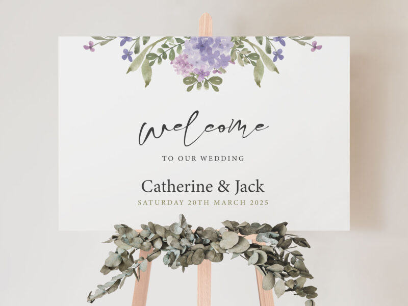 Hydrangea Wedding Welcome Sign