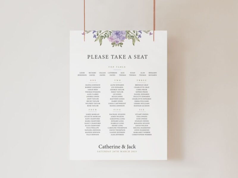 Hydrangea Wedding Table Plan