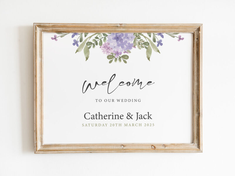 Hydrangea Wedding Welcome Sign