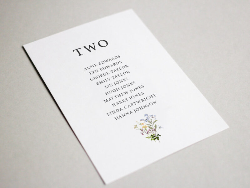 Meadow Table Plan Cards