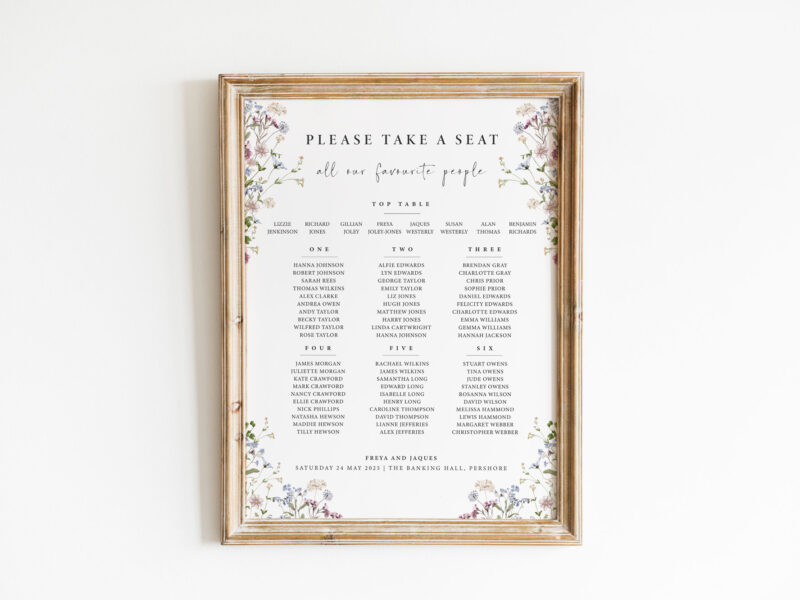 Meadow Wedding Seating Plan